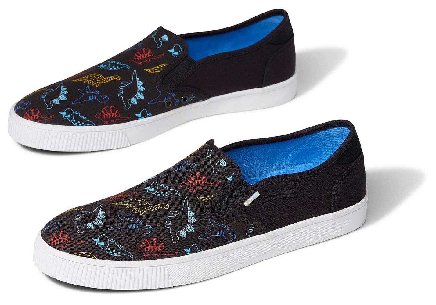 Toms Slip On Męskie Czarne - Baja Dinosaur Doodles - 87XQMRFVL